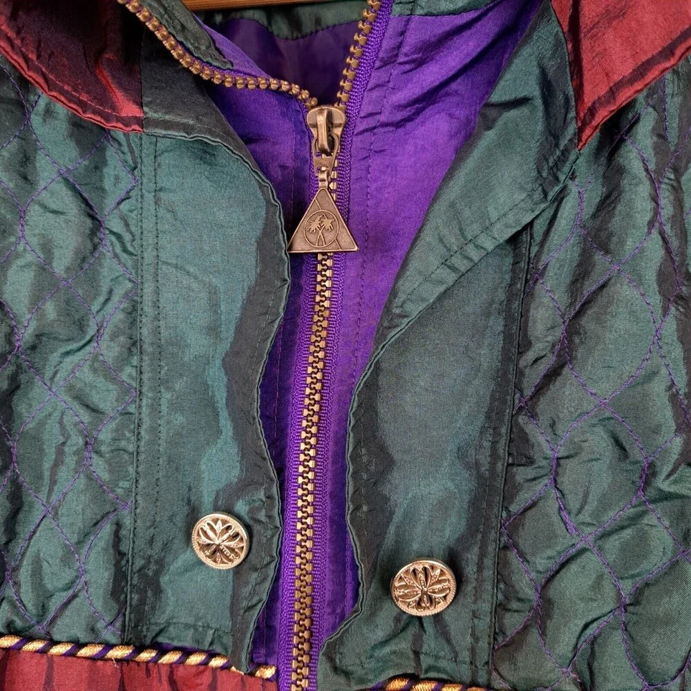 Vintage 90s Casual Isle Multicolor Windbreaker Women Size M Nylon